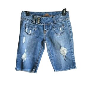 Almost Famous Y2k Low-Rise Distressed  Bermuda Shorts Size 3